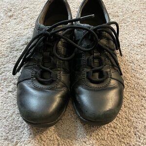 Dansko Black Leather Lace-Up Shoes